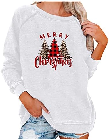 Ženske božićne košulje moda 2023 Novogodišnja košulja dukserice dugih rukava Neubojni džemper Kabed božićni vrhovi drveća