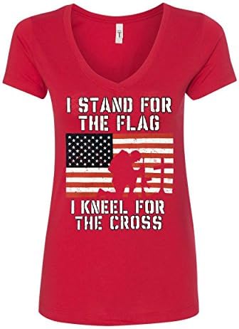 Zalažem se za zastavu koju kleknem za majicu s V-izrezom za križnu žensku majicu