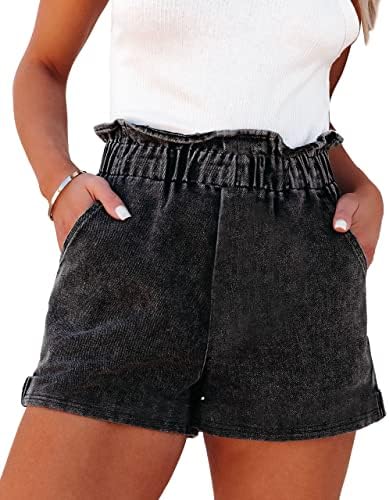 PaintColors ženski džepovi visoki elastični struk kratke hlače casual ruffle papirnate vrećice kratke hlače