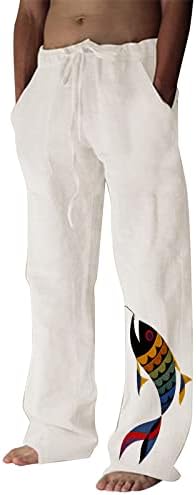 Čarapa čarapa muški modni ležerni tiskani laneni džep čipke up hlače velike veličine hlače malo l