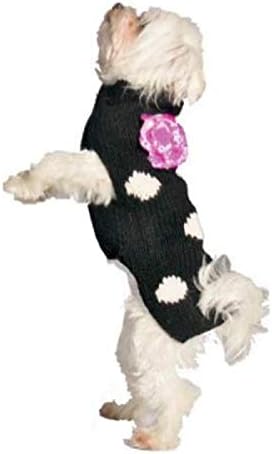 Hladni pas crna polka točka cvjetna džemper za pse, 3xx-velik