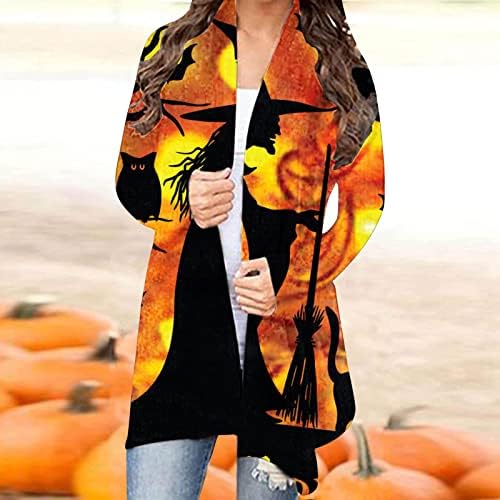 Ženski casual klasični Halloween Cardigan dugi rukavi 3D puni print bluze vintage otvoreni prednji kaput za žene