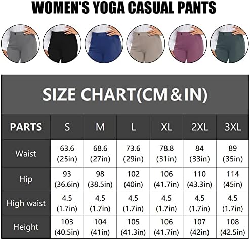 Flyjazz ženske joga haljine hlače Rastemljive radne hlače djeluju ležerna ravna noga -visoki struk s džepovima