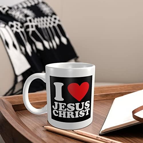 Volim Isusa Krista porculanske krigle kave, klasična keramička šalica za čaj latte cappuccino, bijela