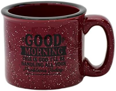 Keramička šalica za kavu s nadahnutim citatom-klasična šalica za kavu s kestenjastim mrljama / drži 15 unci | Dobro jutro, to je Bog.