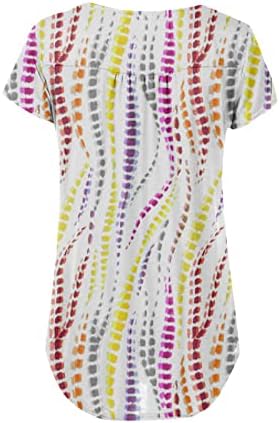 Ženska majica s izrezom u obliku slova u, osnovna majica kratkih rukava Ljeto 2023., udobna modna ležerna široka bluza s printom