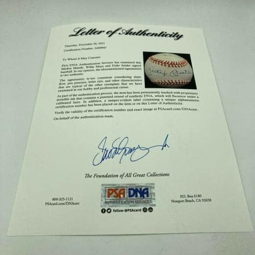 Mickey Mantle Willie Mays i vojvoda Snider potpisali su DNK za bejzbol Nacionalne lige - Autografirani bejzbol
