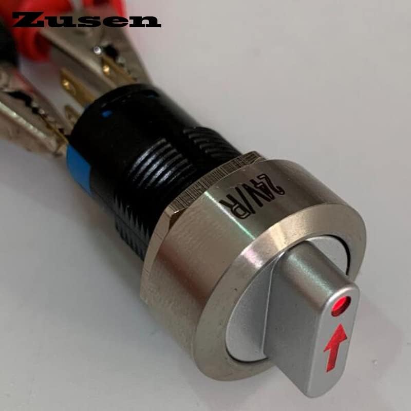 Zusen 16 mm 2no2nc Metal Selector 3pozicije zaključava osvijetljena strelica simbola LED Svjetlo prekidač IP65 12V 24V 220V -