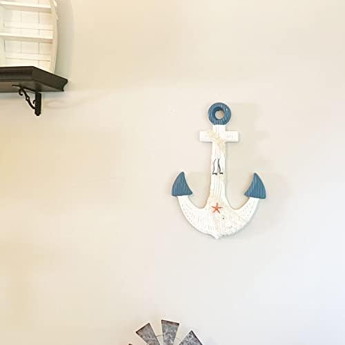 Grace Home drveno ukrasno sidro s konopom i prečkom, drveni nautički dekor zid za sidro viseti ukras, 18'H