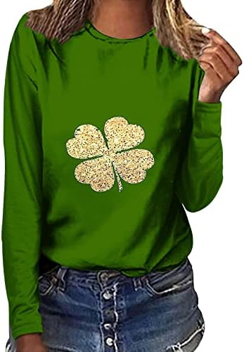 Vrhunske žene Ljetna jesen odjeća s dugim rukavima Posada Pamuk grafički salon St. Patrick's Day Top majica za djevojke 4W