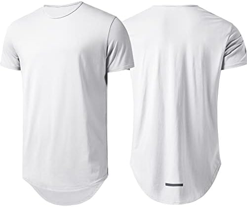 Altlemon muški trčanje hipstera s kratkim rukavima zakrivljeni košulja s dugim linijama dugačka majica trening casual majica