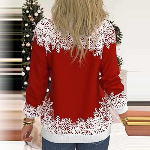 HUANGD ženski božićni vrhovi Top Top Snowflake Snowman Print casual Sports 3D aktivna ulična odjeća bluza pada moda