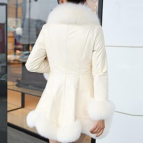 Žene umjetne kožne kaput Elegantna debela topla odjeća dugačka lažna topla zimska jakna Ženski zimski kaputi