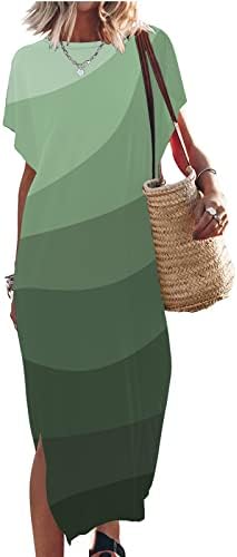 Ženska Maksi haljina za plažu 2023 ležerna široka boho duga haljina ljetni seksi sarafani kratkih rukava s prorezom