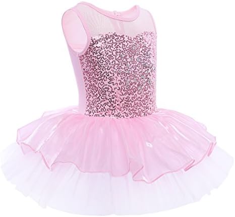 Oyolan Kids Girls Shiny Sequined Bodice mrežica Spapite Tutu Dress Balet Dance haljina leotarda balerina Fancy kostimi