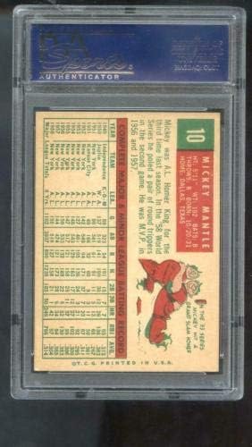1959. Topps 10 Mickey Mantle New York Yankees PSA 6 Ocjenjiva bejzbol kartica MLB - Slabebane bejzbolske karte