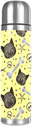 Nehrđajući čelik vakuum izolirana šalica, Halloween mačka i kosti uzorak-01 Print termos boca za vodu za vruće i hladno piće Djeca