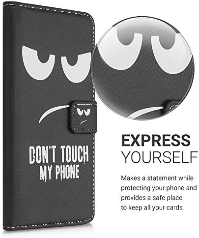 Torbica za novčanik kompatibilna s torbicom za novčanik od 1 do 1-torbica od PU kože-Ne dirajte moj telefon bijelo / crno