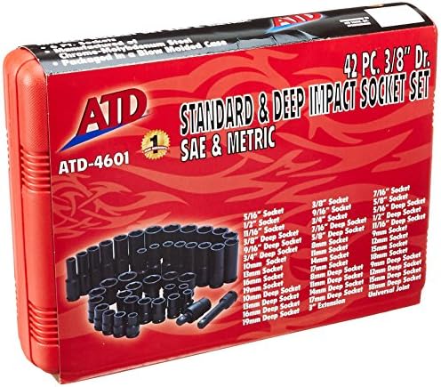 ATD Alati 4601 3/8 pogoni 6-točke 42-dijela SAE/metrike/Standardni i set utičnice s dubokim udarcima