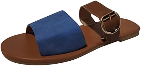 IQKA Žene sandale s flatformom mješovitih boja remen za kopče ravne cipele Otvori nožni prst na ljetni ležerni papuče plaža