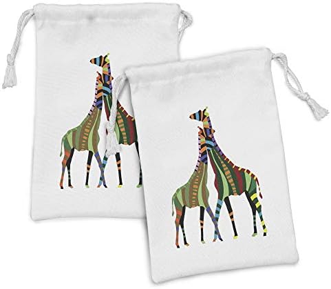 Mjesecne apstraktne torbice za tkaninu od 2, uzorak žirafa obitelj divlje životinje Savannah priroda grafička moderna šarena, mala