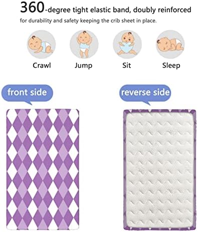 Violet tematski obloženi krevetić, madrac s standardnim krevetićima, mekani i rastezljivi krevetić za dječicu ili djevojčicu ili vrtić,
