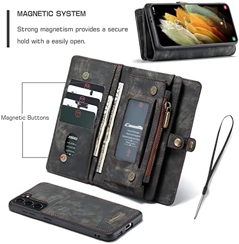 Torbica za novčanik s magnetskom odvojivom futrolom za telefon torbica za knjige izdržljiva kožna torbica s preklopnim džepovima za