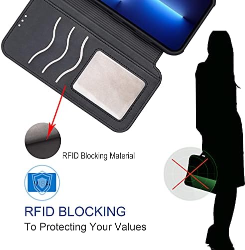 Arae Kompatibilan s torbicom-novčanikom iPhone 13 Pro Max, stalak za noge [Magnetska wireless charging] s držačem kartica [Zaključavanje