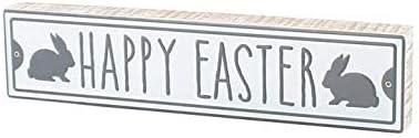 Collins Slikanje Sretni Uskrs Bunny Street Sign Stil Shelf Shitter - Dekoracija drvenog stola za proljeće, Uskrs, Kršćanski dekor doma
