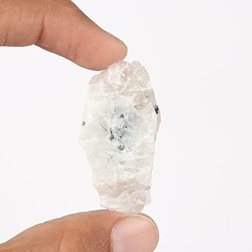 GemHub Uncut grubo prirodna bijela duga duga kalcit 89.65 CT Healing Crytsal kamen, iscjeliteljski kamen za višestruke uporabe