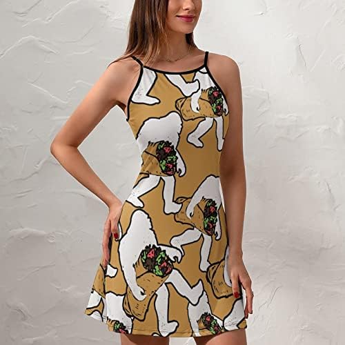 Smiješno Bigfoot noseći taco mini remen haljine za žene Summer casual Swing Sundress