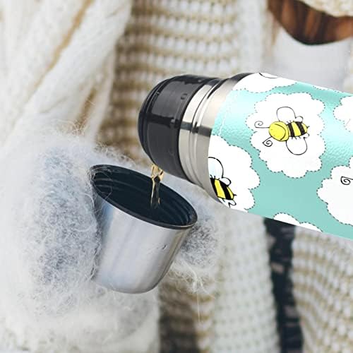Nehrđajući čelik Koža Vakuum izolirana šalica žuta slatka pčela Bijeli oblaci plava termos boca za vodu za vruća i hladna pića Djeca