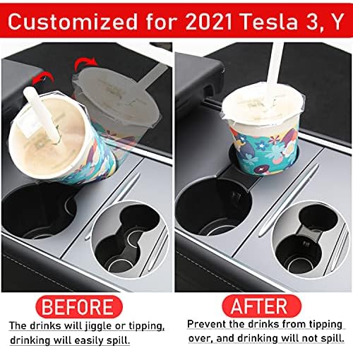 Ograničitelj držača za čaše za Tesla - 2023. 2022. 2021 Model 3 i model Y Car Cup Cup Utor Slip Limit Isječak s konzolom za osvježavanje