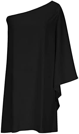 Boemska haljina za žene, žene casual moda labava tiskana haljina za rukave za lutke s jednim ramenom