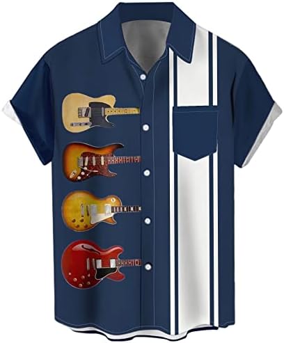 Muška vintage košulja za kuglanje iz 1950 -ih retro rockabilly stil gumb kratkih rukava Down Music Hawaiian majice