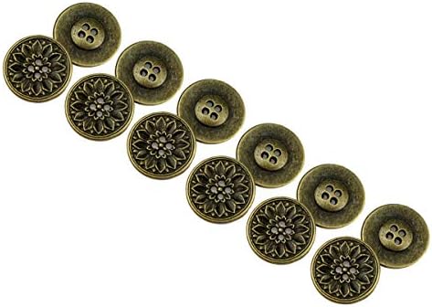 Navedite 12 PCS cvjetni uzorak ravni metalni gumbi za 4 rupe za Diys šivanje uljepšavanja