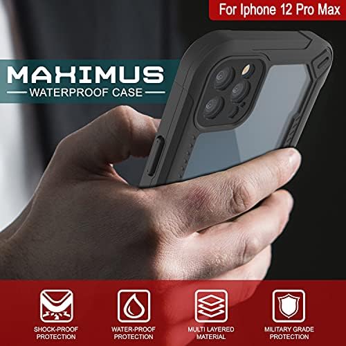 Punkcase za iPhone 12 Pro Max vodootporna futrola [Maximus Series] [Slim Fit] [IP68 certificiran] Clear oklopni poklopac s zaštitnikom