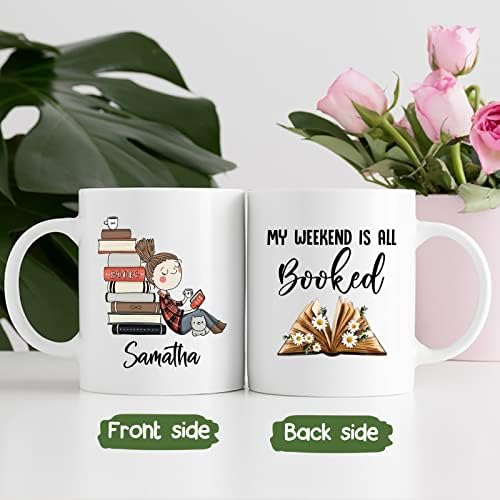 Personalizirano čitanje šalice s imenom - moj vikend je sve rezervirani poklon šalice za kavu za ljubavnika knjiga - prilagođene šalice
