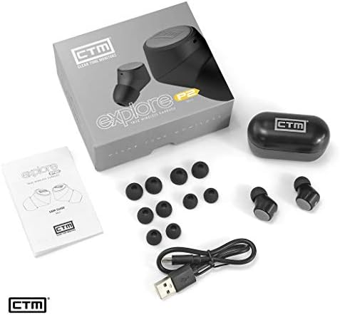 CTM Istražite p2 prave bežične ušice | Bluetooth 5.0 kontrole gumba i magnetska futrola | IPX6 slušalice | Sportske slušalice | Ugrađeni