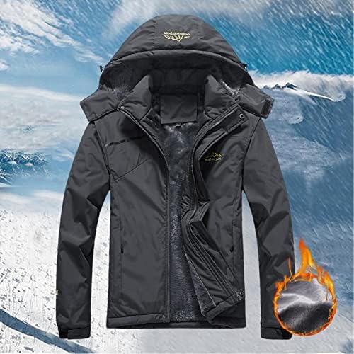 Muška vodootporna skijaška jakna s kapuljačom s šerpa obložen izolirana zima topla teška kiša