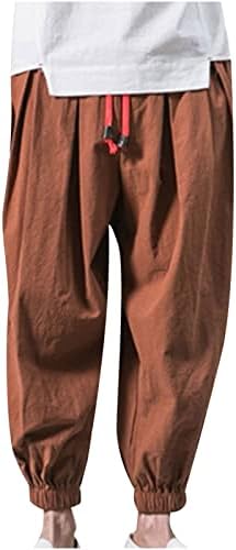 Muški trkački trkač trenerke elastični struk džep teret jogging hlače modno posteljina mala stopala harem hlače