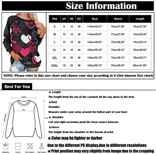 Jjhaevdy Valentine Day majice Žene Ljubav srčano pismo Print Twichirt Graphic Pulovers pulover Tops Bluza