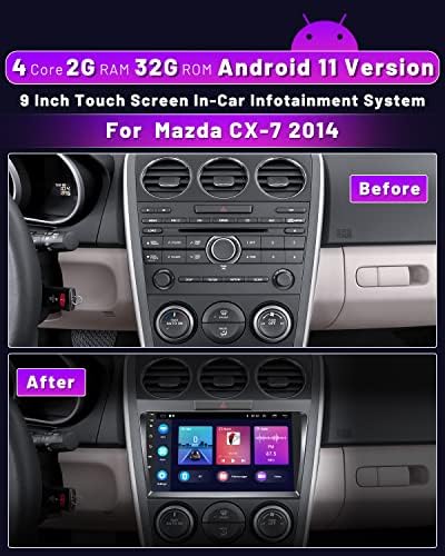 Auto stereo HiKity Android 11 za Mazda CX-7 2008-2015 Radio s bežičnim Apple CarPlay Android Auto 2G + 32G 9-inčni zaslon osjetljiv