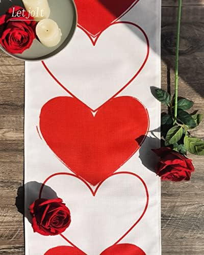 Valentinovo trkač stola od 72 inča Srce tiskani stol trkač predlaže tablice trkača za svadbenu zabavu, crvena