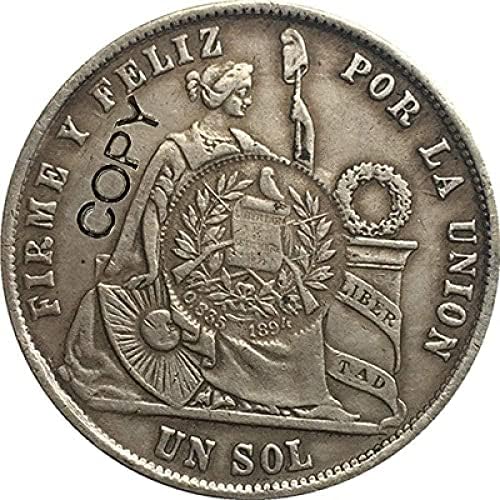 Izazov kovanica 1871 Peru yj Coin kopirajte Kopiranje poklon za njega kolekcija novčića