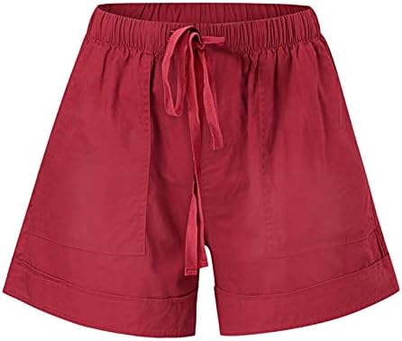 Yubnlvae kratke hlače za žene visokog struka, ležerno ljeto plus size S-5xl izvlačenje s dva bočna džepa Solidne trendovske hlače