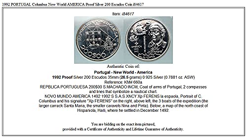 1992. PT 1992 Portugal Columbus New World America Proof AR 200 Escudos Dobar bez potvrde