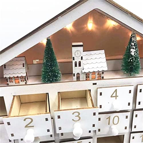 Božićni bijeli LED 24-dnevni drveni adventski kalendar s osvjetljenjem na baterije 24 kutije za pohranu kućni adventski kalendar Božićni