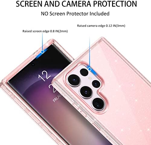 Duedue za Samsung Galaxy S23 ultra futrola, sjajni bling iskričav 3 u 1 teškim poklopcem hibrida tvrdog pc -a robusnog šoka zaštitnog