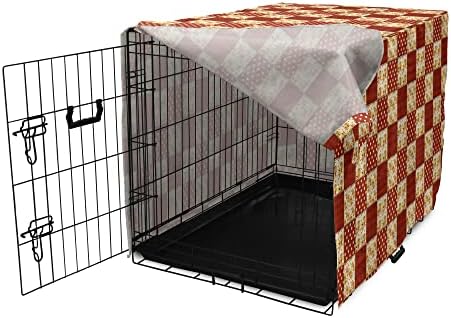 Poklopac sanduka za pseće kabine, patchwork jesenski uzorak s lišćem sycamore i polka točkicama Old Momsaed Print, jednostavan za korištenje